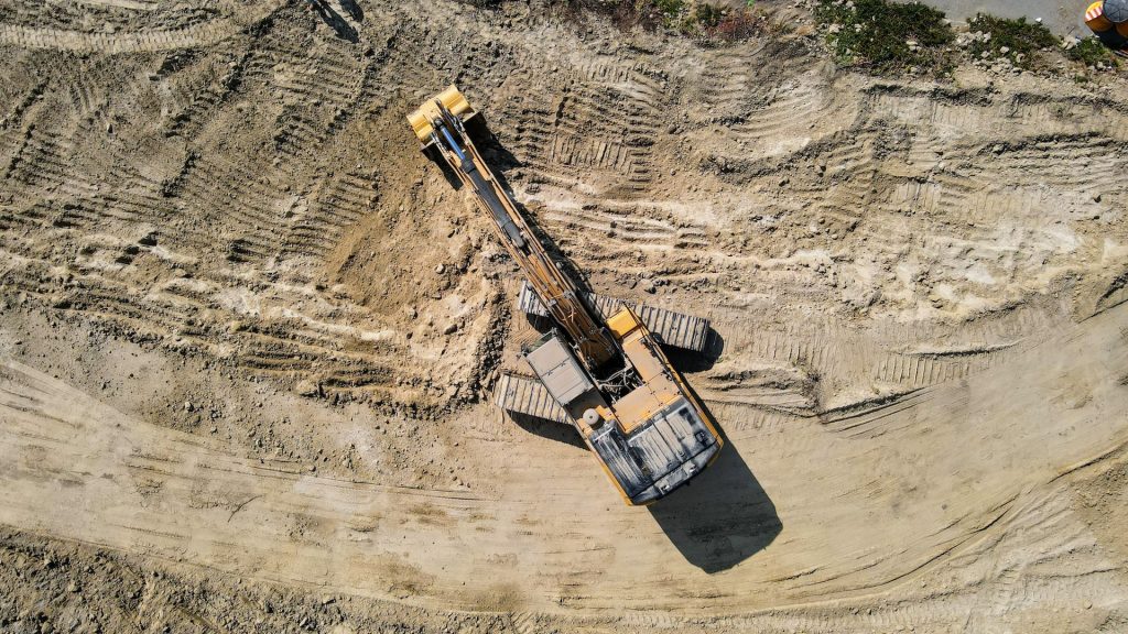 Top down view of an excavator